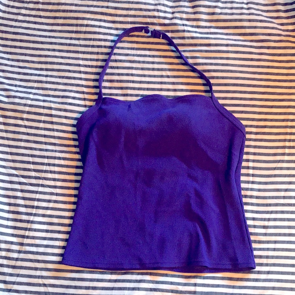Lands' End Violet Halter Tankini Top Size 14 Long